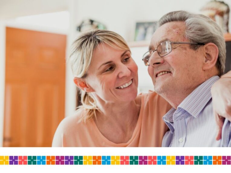 Woman caring for hr elderly father