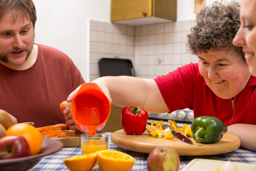 Person with a learning disability preparing a meal